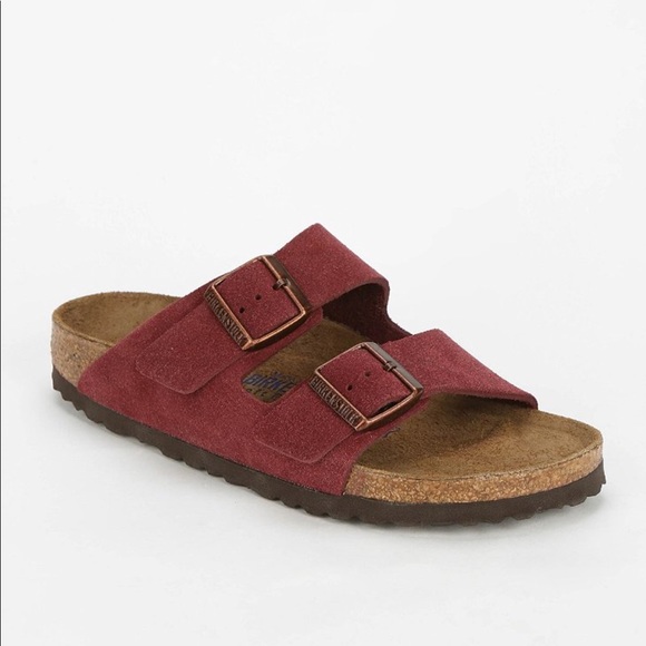 Birkenstock Shoes - Maroon Suede Birkenstock